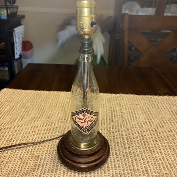 Vtg Coca-Cola 75th Anniversary Morgantown Commemorative  Bottle Lamp‎ Wood Base - Picture 1 of 11